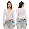 Floral Lace Flare Sleeve Crop Top