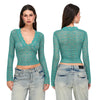 Floral Lace Flare Sleeve Crop Top