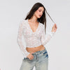 Floral Lace Flare Sleeve Crop Top
