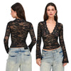 Floral Lace Flare Sleeve Crop Top