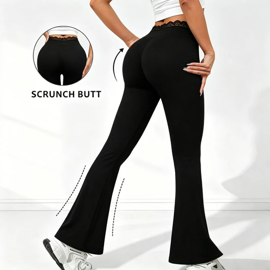 Lace High Waisted Flared Pants