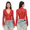 Floral Lace Flare Sleeve Crop Top
