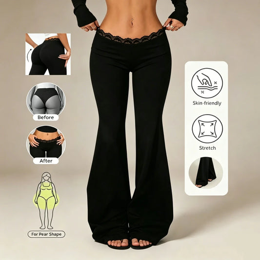Lace High Waisted Flared Pants