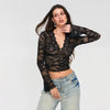 Floral Lace Flare Sleeve Crop Top