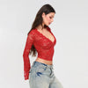 Floral Lace Flare Sleeve Crop Top
